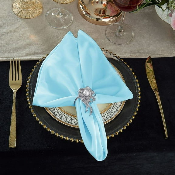 Wedding Linens Inc. (10pcs) Scuba Wrinkle Free 20" x 20" Napkins - Baby Blue