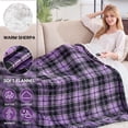 thumbnail image 3 of MEUDYT Electric Heated Blanket for Adult, 50.1"x60.1" Soft Flannel Heating Blanket with 10 Heating Levels & 8 Hours Auto Off，Purple Plaid, 3 of 8
