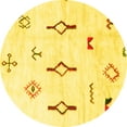 thumbnail image 1 of Ahgly Company Indoor Round Solid Yellow Modern Area Rugs, 5' Round, 1 of 4