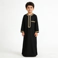 thumbnail image 2 of Boys Robe Thobe Traditional Ethnic Long Sleeve Casual Jumpsuit With Pockets Daily Wear Clothes, 2 of 9