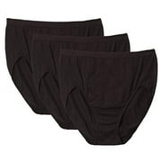 Bali Women's Microfiber Seamless Brief Panty (Pack of 3) 3 Black Damask