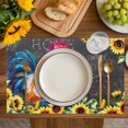 thumbnail image 4 of Farmhouse Rooster Placemats Set of 12, Black Retro Botanical Sunflower Floral Placemats for Dining Table, Place Mats for Kitchen Tabletop, Waterproof Wipeable Dining Table Mats Set, 4 of 9