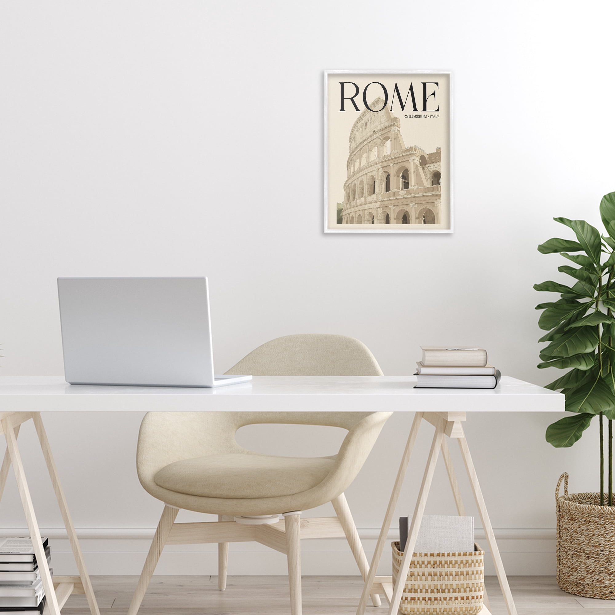Stupell Industries Vintage Rome Colosseum White Framed Giclee Art, design by Andreas Magnusson