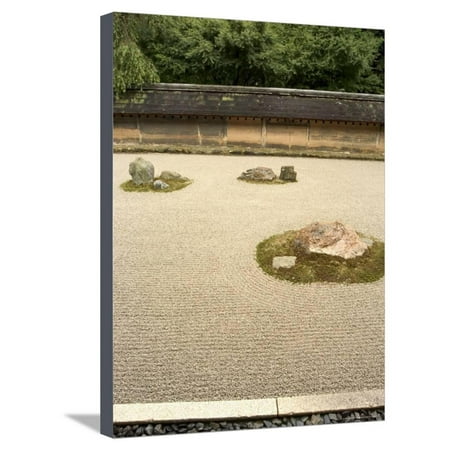 Japanese Rock Garden Design Ryoanji Temple Rock Garden, Ryoan-Ji, Unesco World Heritage Site, Kyoto City, Honshu, Japan Stretched Canvas Print Wall Art By Christian Kober ()