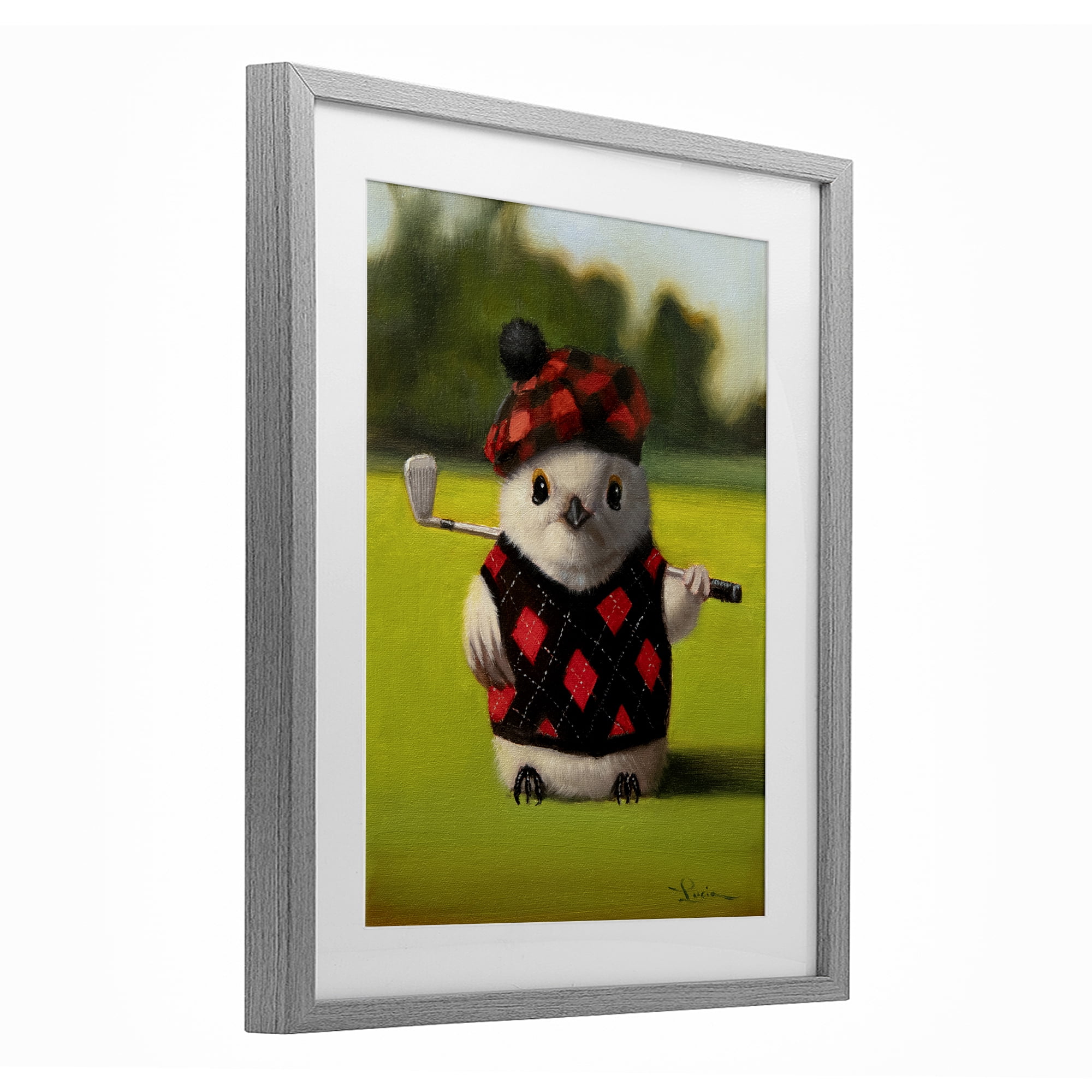 Stupell Industries Birdie Golf Swing Gray Framed Print Under Glass, design by Lucia Heffernan