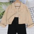 thumbnail image 2 of Women's Corduroy Collared Button Down Jacket Color: Beige Size: X LARGE, 2 of 6