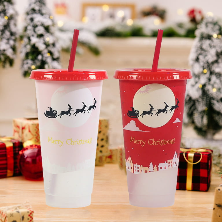 710ml Reusable Color Changing Cup Christmas Cup Plastic Cups with
