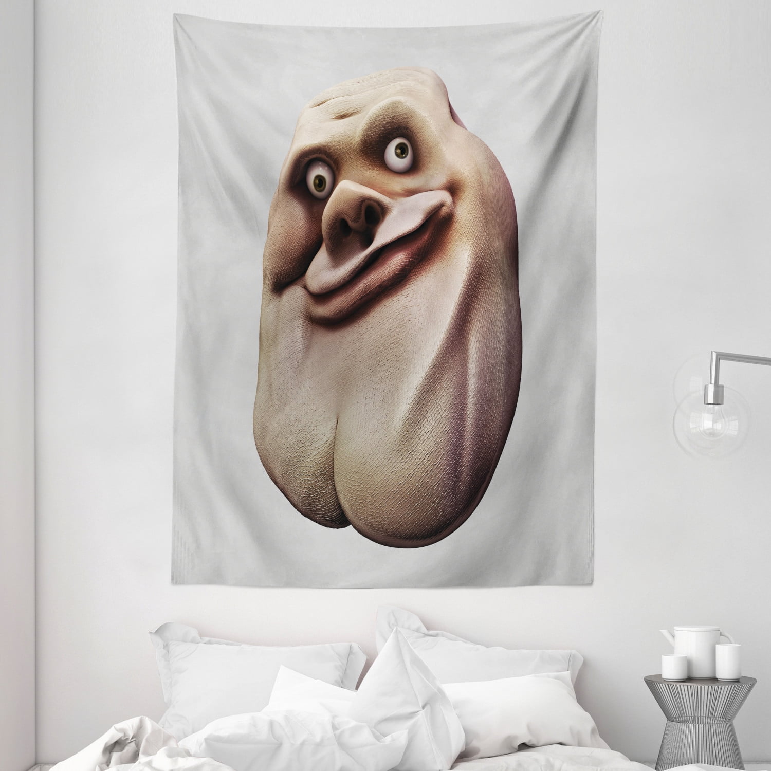 Humor Decor Tapestry, Stickman Meme Face Icon Looking at Computer Joyful  Fun Caricature Comic Design, Wall Hanging for Bedroom Living Room Dorm  Decor