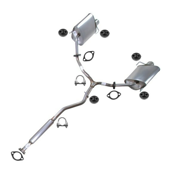 Stainless Steel Exhaust Resonator, Y-Pipe & Pair of Muffler Fits 2010-2014 Subaru Tribeca 3.6L - Direct Fit