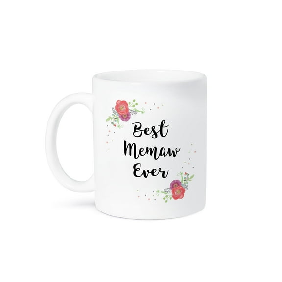 3drose, Floral Best Memaw Ever Pretty Watercolor Pink Flowers Grandma Love, 11oz Mug