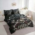 thumbnail image 3 of Castle Fairy Animal Black Crow Twin Bedding Sets 7-Piece for Boys Girls,Gothic Floral Rose Skull Bedding Comforter Set Microfiber,Geometric Plaid Grid Breathable Sheet Sets,Lightweight Room Decor, 3 of 8