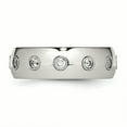 thumbnail image 3 of Stainless Steel Polished Rose IP CZ Half Round Ring 9 Size, 3 of 6