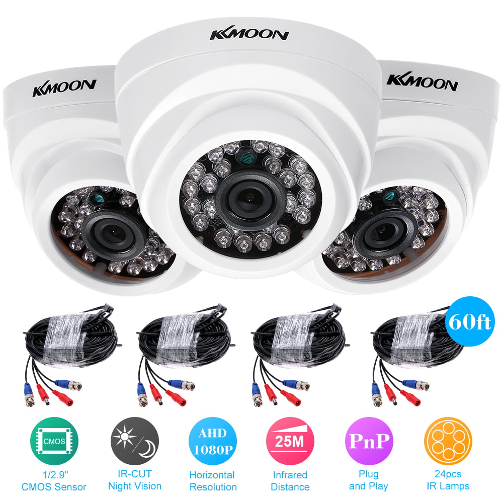 KKmoon 4pcs 1080P AHD IR Night Vision Indoor Dome Dome CCTV Security Camera Kit 