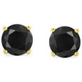 thumbnail image 2 of Bling Jewelry Unisex Stud Earrings Black Round Solitaire 17K Gold Sterling Silver, 2 of 5