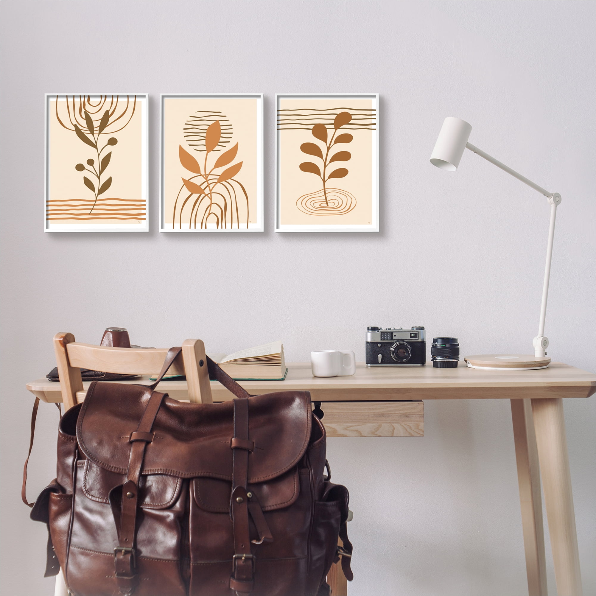Stupell Industries Beige Boho Sprouts Botanical & Floral Painting White Framed Art Print Wall Art, 11 x 14