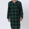 thumbnail image 6 of Mens Big and Tall Plaid Flannel Nightshirt Long Sleeve Nightgown Soft Loose Lightweight Henley Sleep Shirt Green XL, 6 of 8