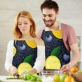thumbnail image 3 of Yellow Lemon Blueberries DarkBlue Pattern Apron-Garden Aprons for Women with Pockets-Cotton Linen Waterproof Kitchen Cooking Gardening Aprons Adjustable for Kitchen,Cooking,BBQ and Salon 33x27 Inch, 3 of 7