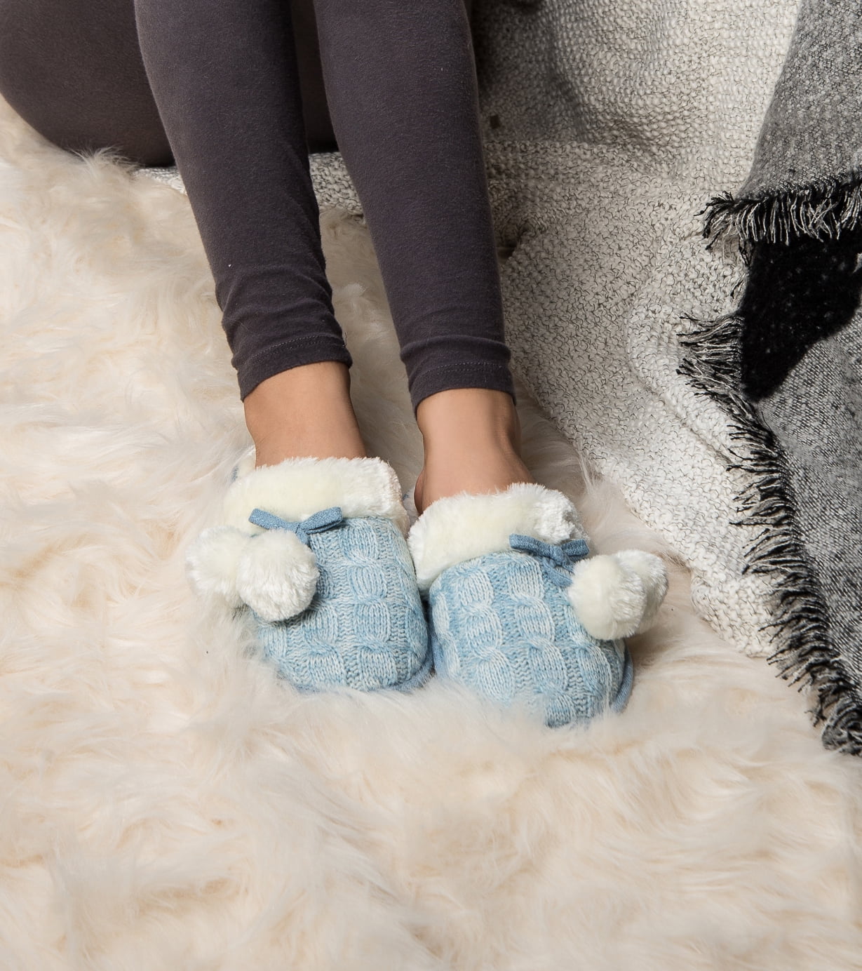 Cozy Classic Knit Plush Bedroom Women Slipper