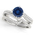thumbnail image 1 of 1.15 Ct Halo Sapphire & Diamond Engagement Rings - Bridal Set - 14K Gold, 1 of 9