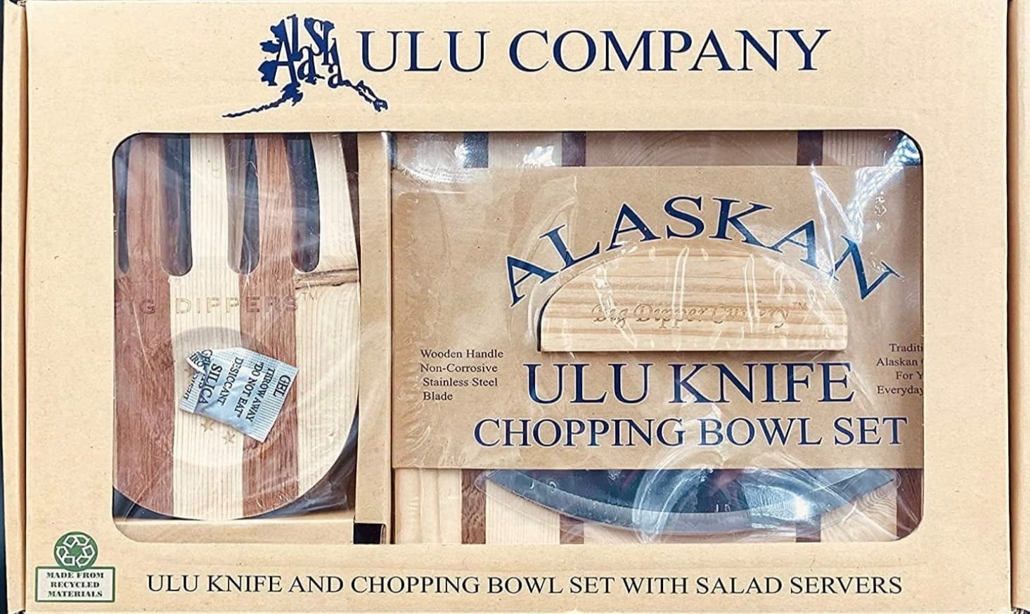 Alaskan Ulu Knife and Chopping Bowl Set Handle Strip Board