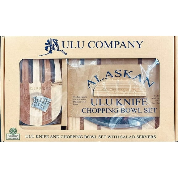 Ulu Knife and Chopping Bowl with Salad Claws