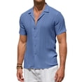thumbnail image 5 of Youclos Men's Casual Short Sleeve Textured Hawaiian Beach Button Down Shirt, Bahama Shirt, 5 of 8