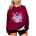 thumbnail image 5 of HomeDM Halloween Sweatshirts Womens Long Sleeve Graphic Crewneck Pullover Tops - Red/L, 5 of 5