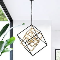 Warehouse of Tiffany Triplix 3-light Goldtone/Matte Black Nested Cube Chandelier