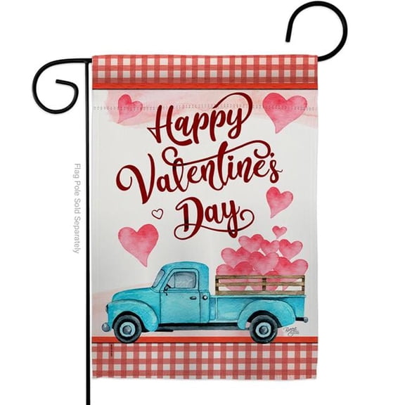 Breeze Decor G151069-BO 13 x 18.5 in. Valentines Truck Garden Flag with Spring Double-Sided Decorative Vertical House Decoration Banner Yard Gift