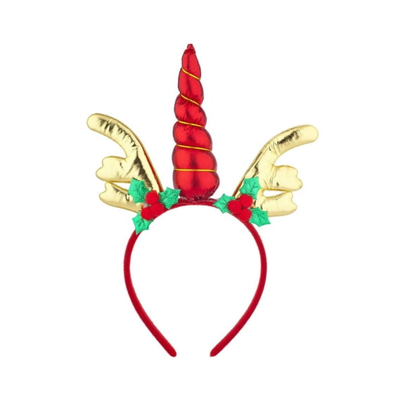 Lux Accessories Metallic Red Unicorn Horn Gold Tone Antlers Fashion Headband