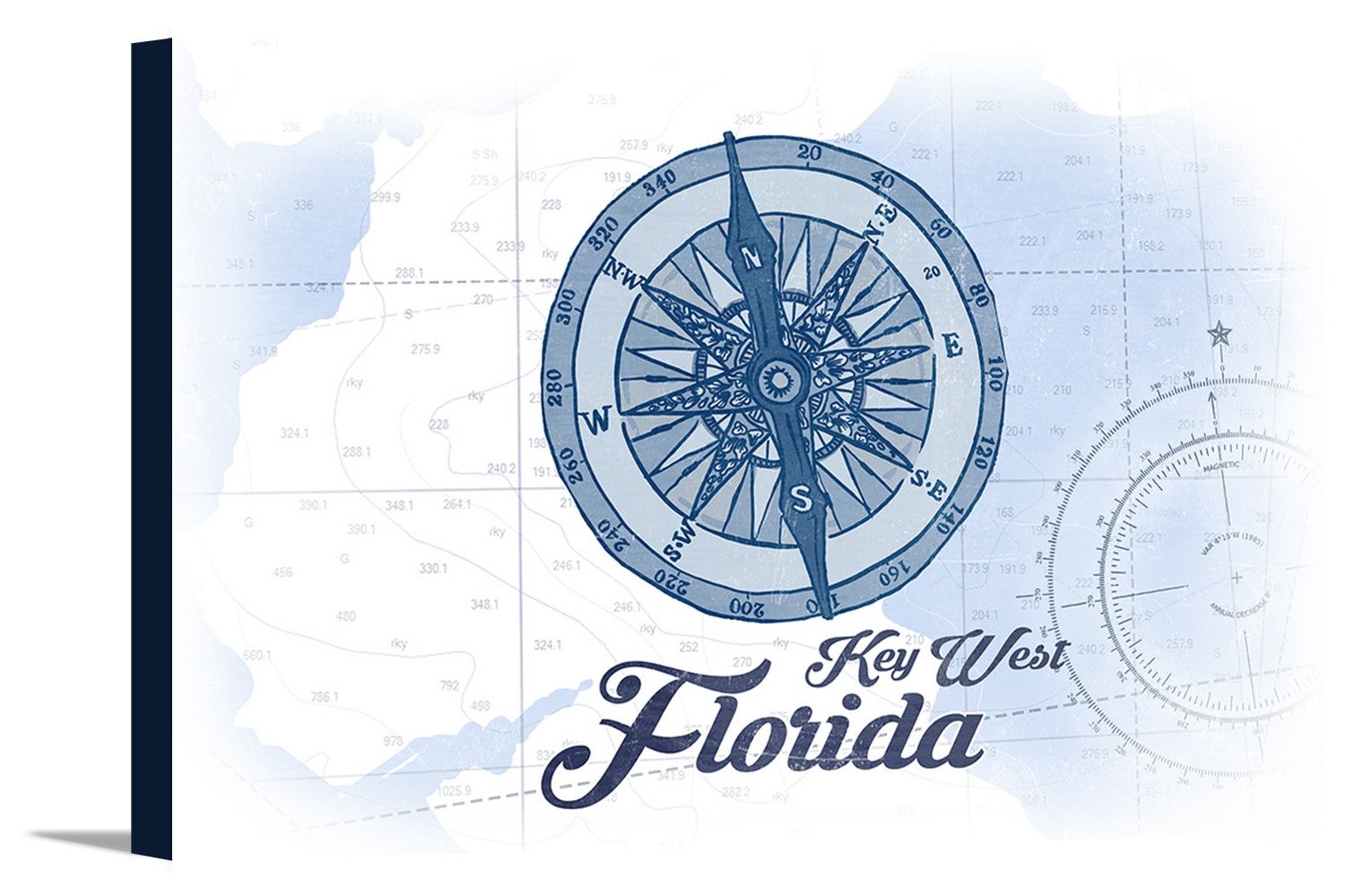 Compass Key Fl Key West, Florida - Compass - Blue - Coastal Icon - Lantern Press ...