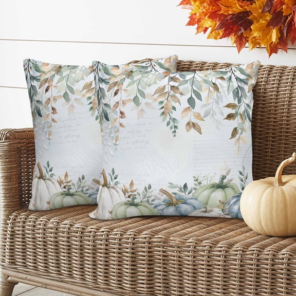 Outdoor Waterproof Pillow Covers Autumn Leaf Botanical Theme Decorative Throw Pillow Protectors for Patio Sofa Garden Couch,18x18in 2 Pack