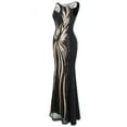 thumbnail image 4 of Angel Fashions Robe de Soirée Noire Transparente à Paillettes Dorées avec Empiècements pour Femme, 4 of 7