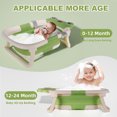 thumbnail image 4 of Collapsible Baby Bathtub,Baby Bath Tub with Soft Cushion + Thermometer+Shower Cap, Baby Bathtub Newborn to Toddler 0-36 Months,Portable Travel Baby Tubs, Green, 4 of 14