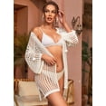 thumbnail image 5 of Alove Crochet Women's Hollow Out Swimsuit Cover Up Beachwear Long Sleeve Bikini Cover ups Loose, 5 of 7