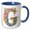 Blue/White, variant on 3drose, Pretty Watercolor Floral Monogram Letter G, 11oz Two-tone Black Mug