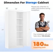 SOLAURA Metal Storage Office Cabinets with Locking Doors and Adjustable Shelves, 71 inch Tall Steel Storage Cabinet for Office, Home (White)