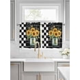 thumbnail image 2 of Sunflower Vintage Half Window Curtains 24 Inches Long, Farmhouse Floral Black Checkered Window Treatment Curtain Drapes, Short Curtains Tiers for Kitchen Over Sink, 27.5"x24", 2 Panels, 2 of 7