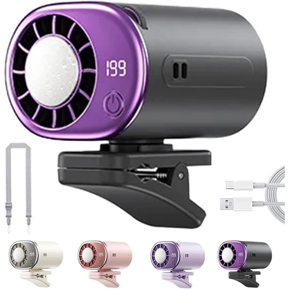 2026 Car Clip On Air Conditioner Fan with LED Display - 360° Rotation, 199 Speeds Adjustable, USB Rechargeable Personal Cooling Fan, 16℃ Semi-Cooling, Detachable Wide Clamp, for Car (Black)