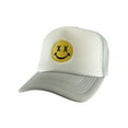 thumbnail image 1 of Gravity Threads Smile Face Embroidery Adjustable Trucker Hat - Cross Eye - White/Grey, 1 of 2