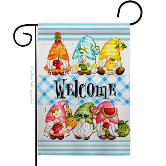 Breeze Decor G154137-BO Sweet Gnomes Food Fruit 13 x 18.5 in. Double-Sided Decorative Vertical Garden Flags for House Decoration Banner Yard Gift