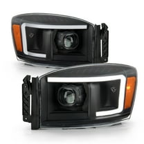 AKKON - Fits 2006-2008 Dodge Ram 1500 2006-2009 Ram 2500 / 3500 Truck [Light Bar] Projector Black Headlights Pair Left   Right