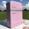thumbnail image 3 of Retro Refrigerator Cookie Tin, Pink, Raised Text, Silver Accents, Metal, Air Tight Lid, Food Safe, 9 3/4 H x 6 3/4 W x 2 3/4 D Inches, 3 of 3