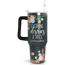 Speech Therapy Tumbler with Handle SLP Travel Coffee Mug Cups Speech Language Pathology Tumblers with Lid and Straw Stainless Steel Insulated Speech Pathologist Therapist Gifts for Women