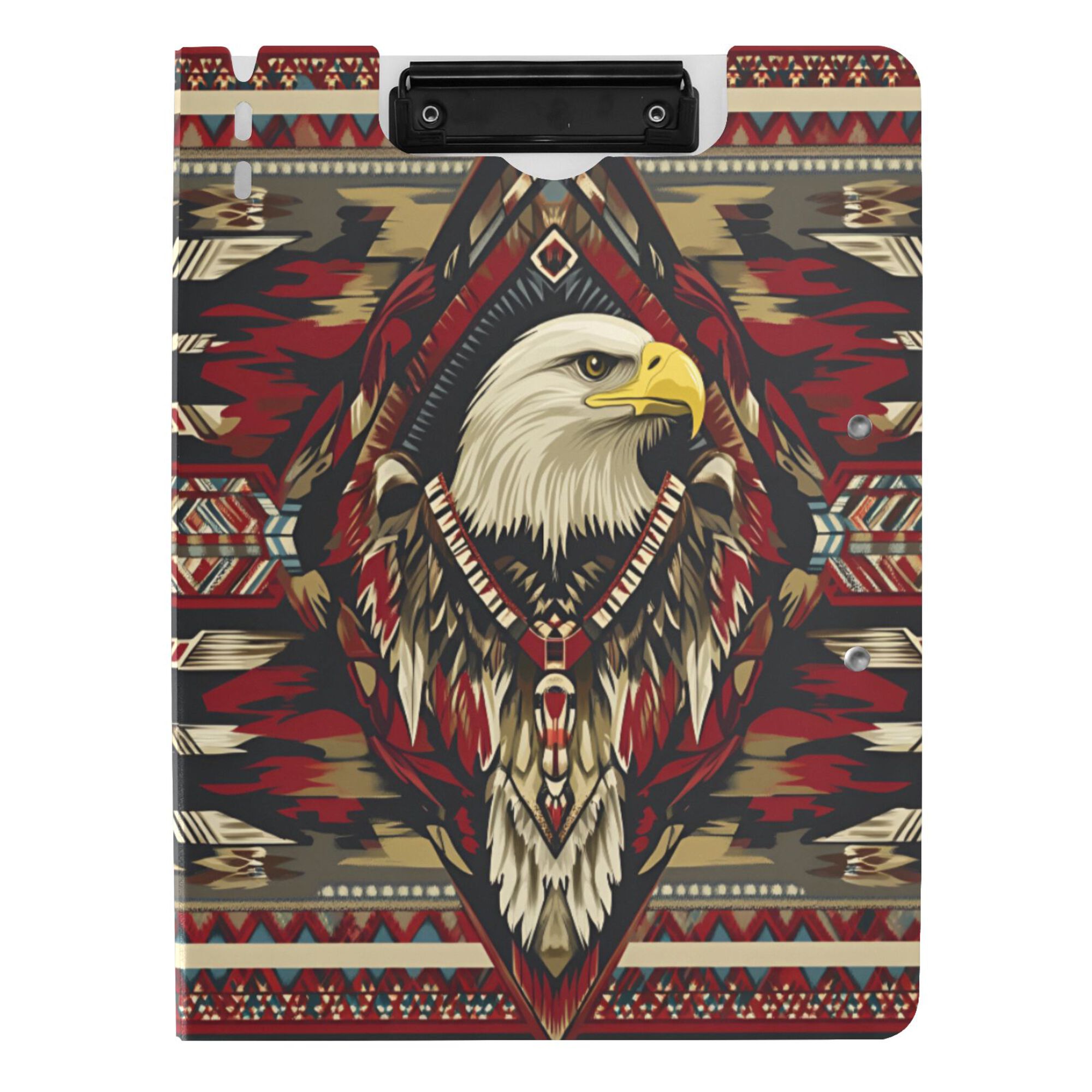 FORMRS A4 Clipboard Folder with Pen Holder Horizontal Foldable School Office Binder, Red Abstract Eagle