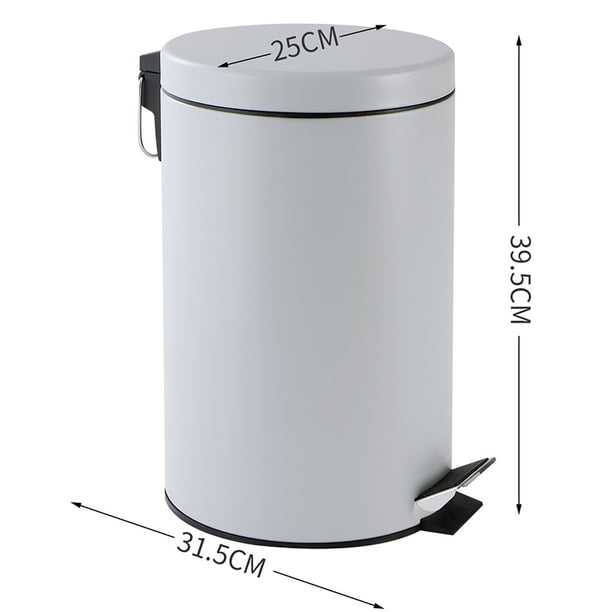 Cubo de basura redondo negro mate con tapa, tipo pedal, para limpieza del hogar, cocina, sala de estar, hotel