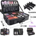 thumbnail image 2 of XL Grande Estuche de Maquillaje de Viaje 3 Capas - Con Espejo, Bolsa de Cosmético Impermeable con Divisor Ajustable, Gran Capacidad Organizador de Maquillaje Impermeable (Grande Negro), 2 of 4