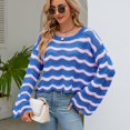 thumbnail image 4 of Defitshape Women's Long Sleeve Pullover Sweater Knit Cropped Top Short Soft Bell Sleeve Cozy Crewneck Fashion Knitwear Blue Medium, 4 of 4