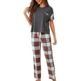 thumbnail image 4 of Blmnix Cute Pajama Sets for Women Loungewear Sleep Pants Short Sleeve Winter Clothing, 4 of 7