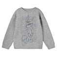 thumbnail image 3 of Looney Tunes Bugs Bunny Line Art Boy's Athletic Heather Long Sleeve Sweatshirt-Small, 3 of 3